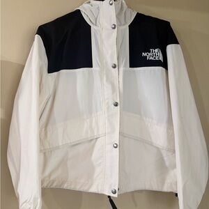 The North Face White and Black Hooded Ski Jacket
